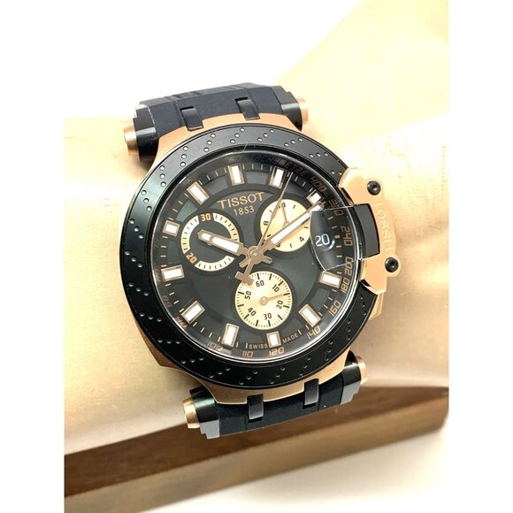 Tissot Mens Watch T-Race Chronograph Swiss Quartz Rose Gold Black T1154173705100 - Picture 12 of 15